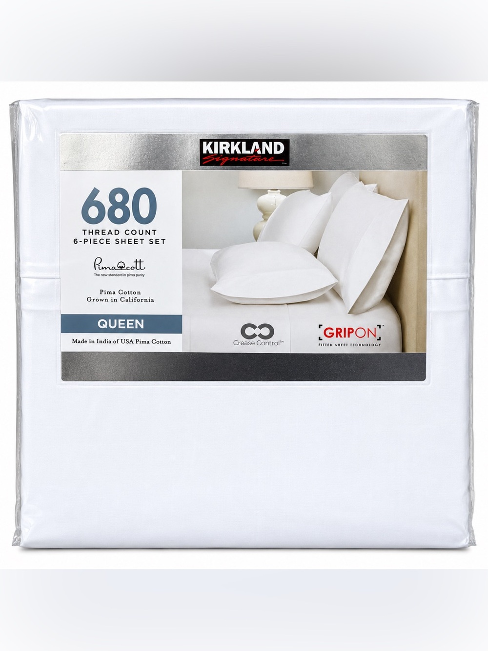 Kirkland Signature Queen 680 TC Pima Cotton 6 Piece Sheet Set White
